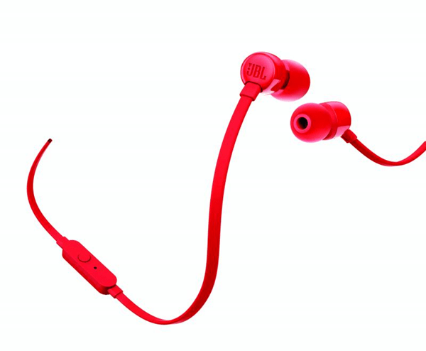 auriculares intrauditivos jbl pure bass drivers 9mm cable plano funcion manos libres rojo jblt110red