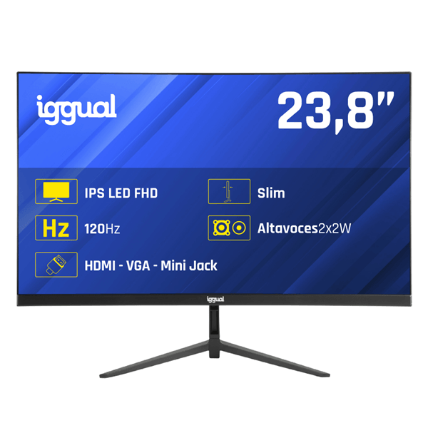 IGGUAL Monitor 24" 1ms FHD 120Hz VGA HDMI DP MM 23.8" LED IPS Full HD HDMI VGA Altavoces
