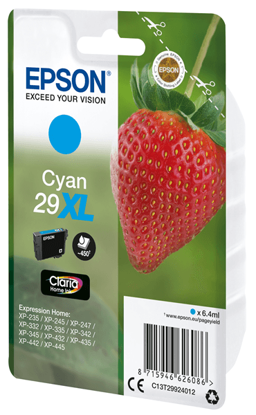 CARTUCHO EPSON CYAN XP-235/XP-332/XP-335/XP-432/XP-435 Nº29XL C13T29924012