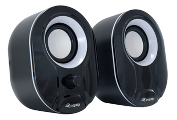 ALTAVOCES 2.0 EQUIP LIFE MINI 6W RMS COLOR NEGRO Y BLANCO JACK 3.5″ CONTROL DE VOLUMEN ALIMETANCION USB
