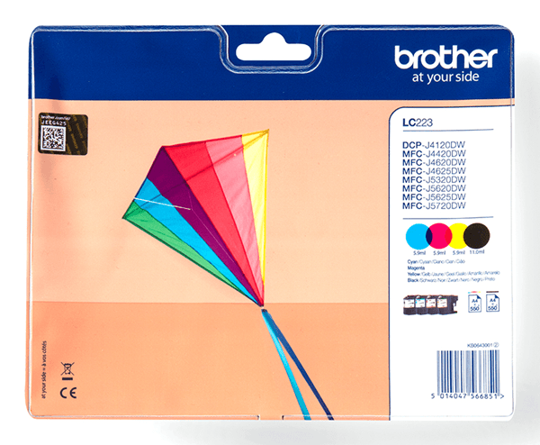 PACK CARTUCHOS BROTHER LC223VALBP (NEGRO,CIAN,MAGENTA,AMARILLO)