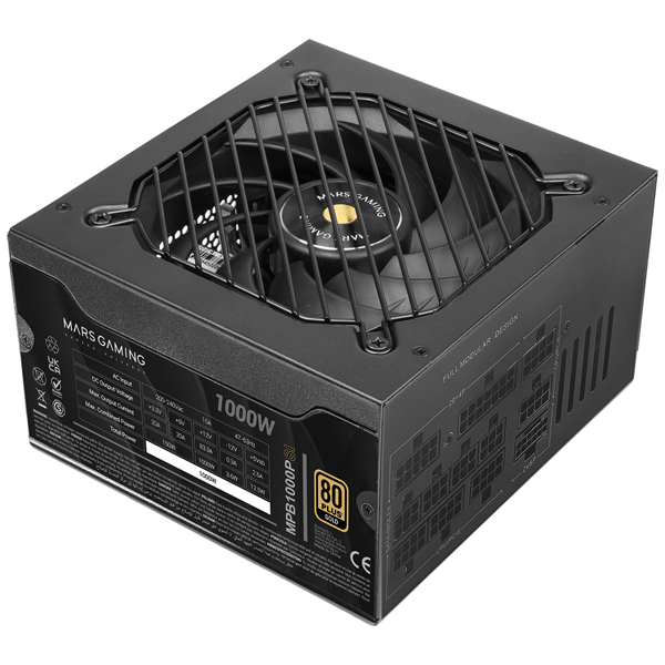 Fuente Alimentación 1000W MARS GAMING MPB1000PSI 80 PLUS Gold Fully-Modular Negro