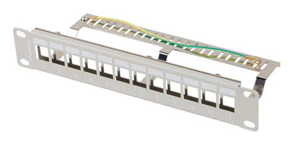 PATCH PANEL LANBERG 12 PUERTOS 1U RACK 10" FTP PARA MODULOS KEYSTONE GRIS