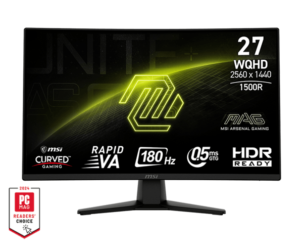 MSI MONITOR MAG 274CQF. 27" RAPID VA CURVO 1500R. 2560X1440 . 180HZ. NEGRO