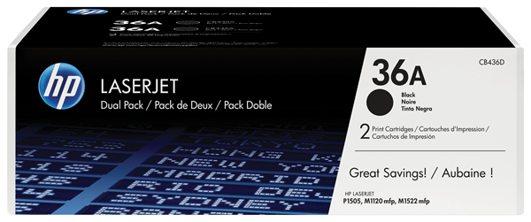 TONER HP LASERJET NEGRO PACK 2 36A