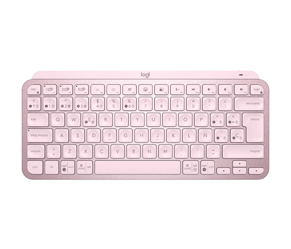 TECLADO LOGITECH BLUETOOTH MX KEYS MINI ILUMINADO COMPACTO RECARGABLE USB-C COLOR ROSA 920-010813