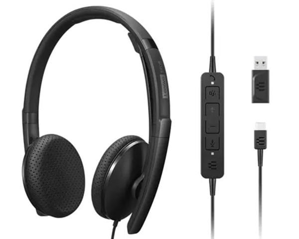 HEADSET USB-C LENOVO ESTEREO ANC MICROFONO CANCELACION DE RUIDO ACTIVA CON ADAPTADOR USB-A