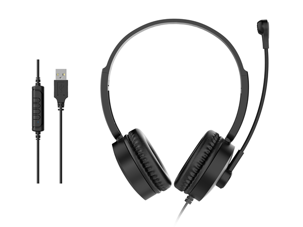 HEADSET USB EQUIP LIFE MICROFONO FLEXIBLE CONTROL DE VOLUMEN COLOR NEGRO / BLANCO
