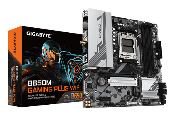 GIGABYTE AMD B650M GAMING PLUS WIFI Placa base - Procesadores AMD Ryzen 9000, VRM de 5+2+2 fases, hasta 8000 MHz DDR5, 2xPCIe 4.0 M.2, LAN 2.5GbE, WI