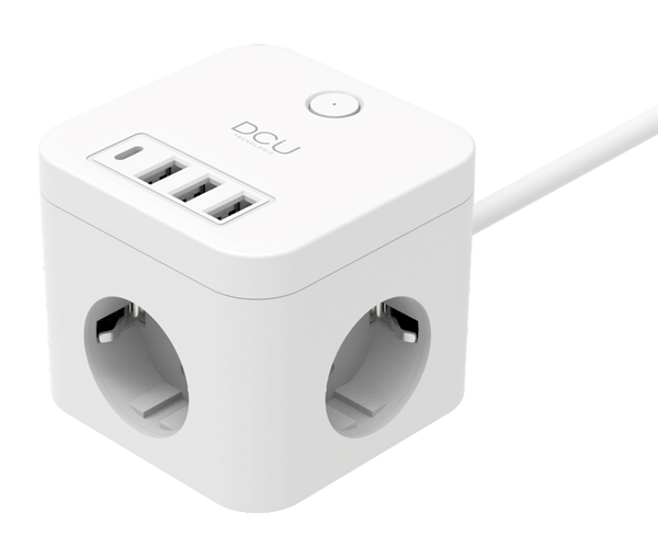 ENERGYCUBE DCU 37400110 CON CABLE + 3 TOMAS + 4 PUERTOS USB 5V/3A PD 20W