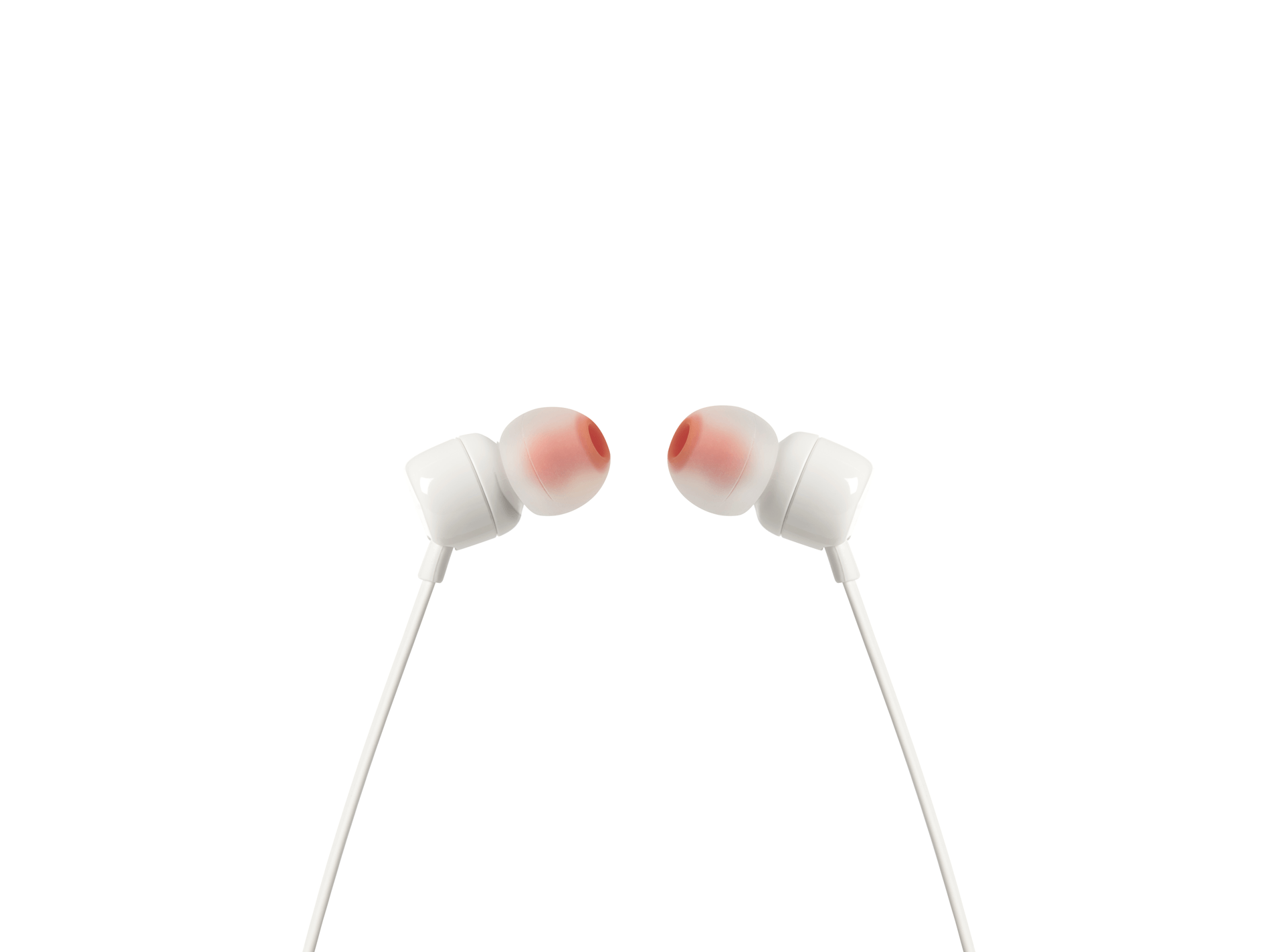 Auriculares de botón – JBL Tune 110, Intraurales, Micrófono, Cable Plano Anti-enredos, Blanco