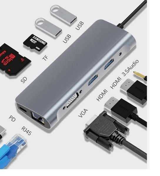 ZEROMAX Dock USB-C 10 en 1 ZM-BYL2120 Type-C 2 x HDMI 4K, LAN Gigabit
