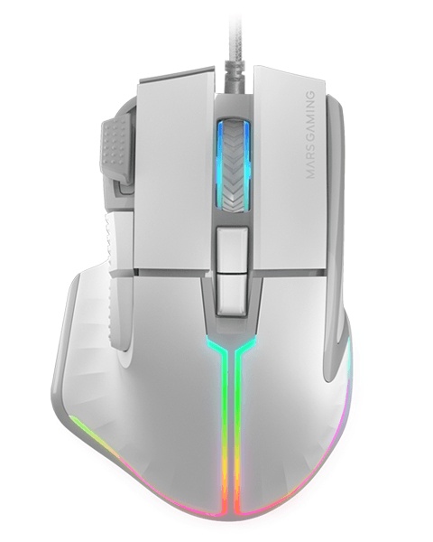 MOUSE MARS GAMING MM-XT WHITE 9B 12800DPI RGB CABLE FEATHER PARACORD