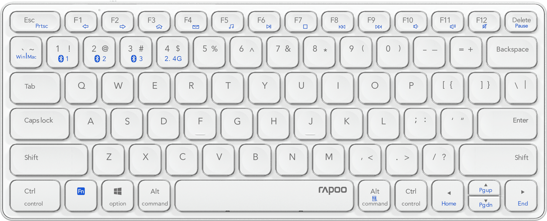 TECLADO RAPOO WIRELESS Y BLUETOOTH E9600M 2.4GHz BT 3.0 5.0 DISE??O ULTRAFINO COMPACTO BATERIA GRIS
