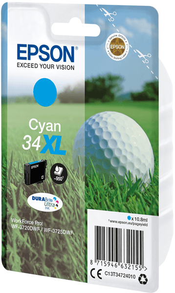 EPSON Singlepack Cyan 34XL DURABrite Ultra Ink