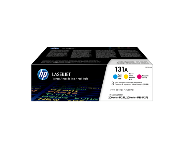 PACK TONER HP CYAN, MAGENTA Y AMARILLO 131A U0SL1AM