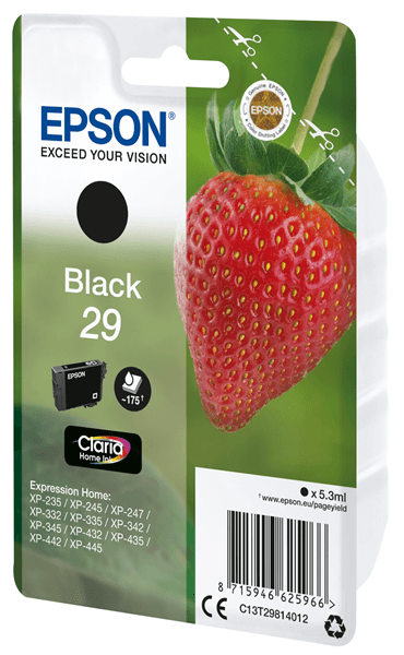 CARTUCHO EPSON BLACK XP-235/XP-332/XP-335/XP-432/XP-435 Nº 29 C13T29814012