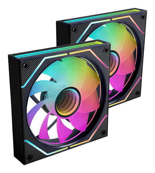 KIT 2xVENTILADOR INTERNO ARGB MARS GAMING MF3DPROX2R NEGRO 120mm ARGB 360º PWM ASPAS INVERTIDAS