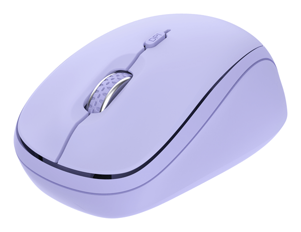 MOUSE TRUST WIRELESS Y BLUETOOTH YVI+ LILA 1600DPI AJUSTABLE 3 BOTONES 3 DISPOSITIVOS
