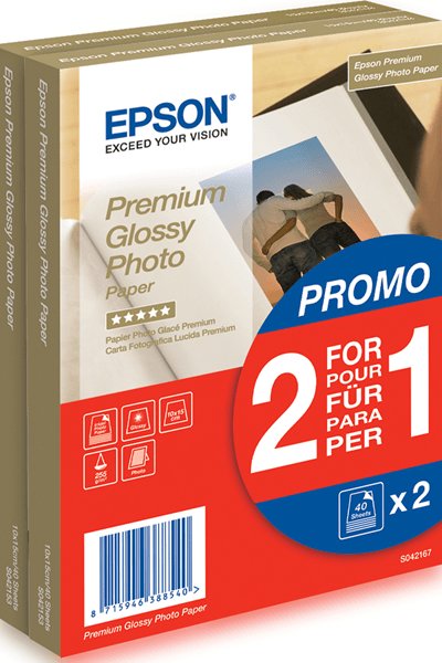 PAPEL EPSON GLOSSY 10X15 255 GR. 40H X 2