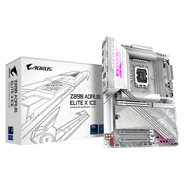 GIGABYTE Intel Placa base Z890 AORUS ELITE X ICE - Compatible con CPUs Intel Core Ultra (Serie 2), VRM de 16+1+2 fases, hasta 9500MHz DDR5 (OC), 1xPC