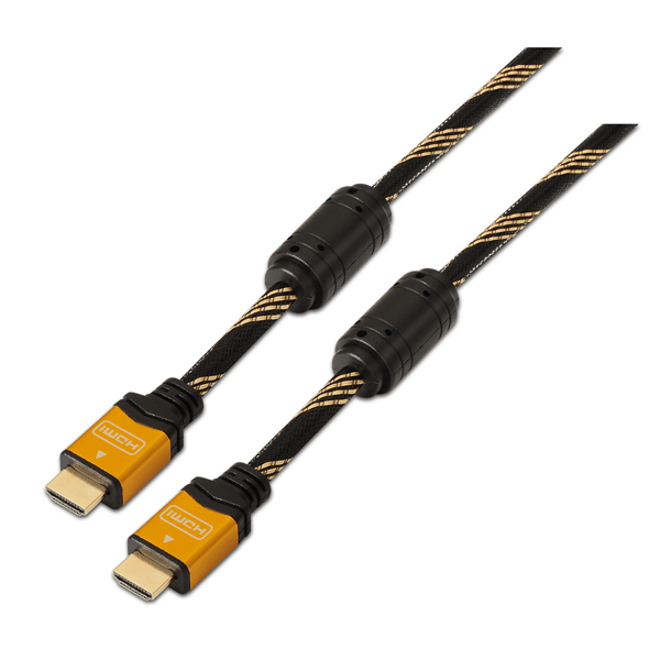 CABLE AISENS HDMI MACHO A HDMI MACHO ALTA VELOCIDAD CON ETHERNET V1 4 MULTIPLE APANTALLAMIENTO CONECTORES BLINDADOS ORO 1M NEGRO A119 0110