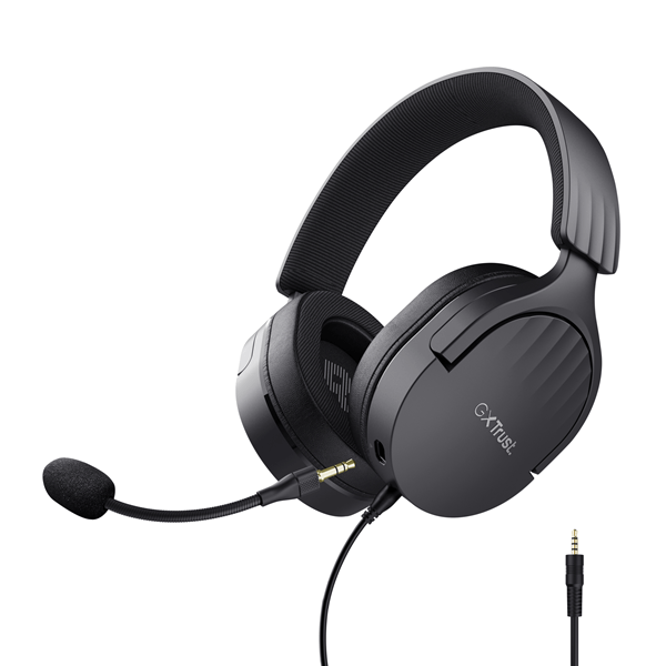 Headset trust gaming gxt 489 negro fayzo 24898 microfono desmontable plegable cable trenzado 1,2m jack 3.5mm control remoto