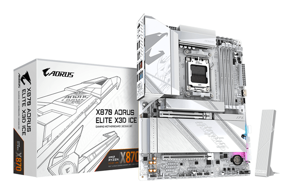 Placa AMD GIGABYTE X870 AORUS ELITE X3D ICE Placa Base - Compatible con procesadores AMD Ryzen 9000, VRM digital de 16+2+2 fases, hasta 9000Hz D