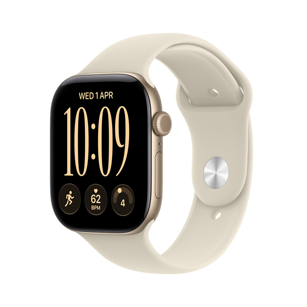 Apple Watch Series 12 GPS 46mm Light Gold Aluminium Case with Sand Sport Band - S/M