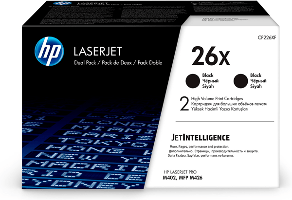 HP TONER 26X PACK 2 NEGRO ALTA CAPACIDAD LASERJET PRO M402/426 (CF226XD)