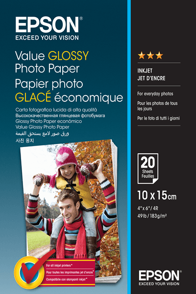 VALUE GLOSSY PHOTO PAPER10X15CM 20H