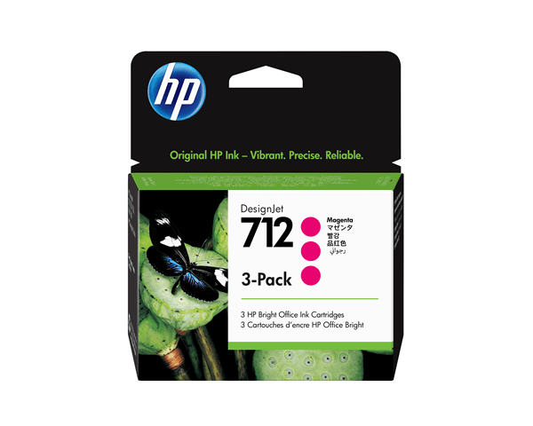 HP 712 (3ED78A) pack 3x cartucho de tinta magenta (original)