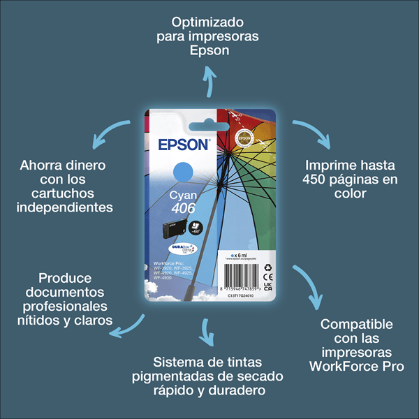 EPSON Singlepack Cyan 406 DURABrite Ultra Ink
