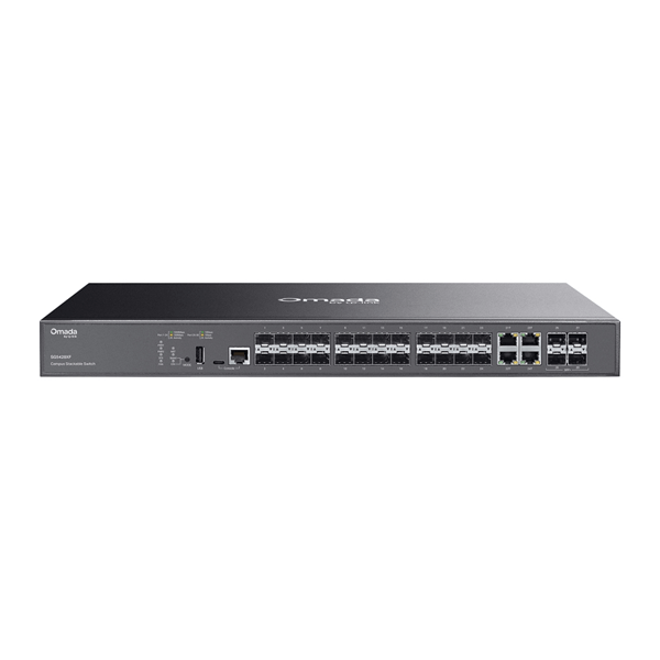 SWITCH GESTIONABLE L3 TP-LINK OMADA SG5428XF LITE STACKABLE 20xSFP 4xCOMBO 4x10Gb SFP+ OMADA SDN
