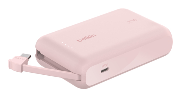Bateria externa 10k con cable rosa