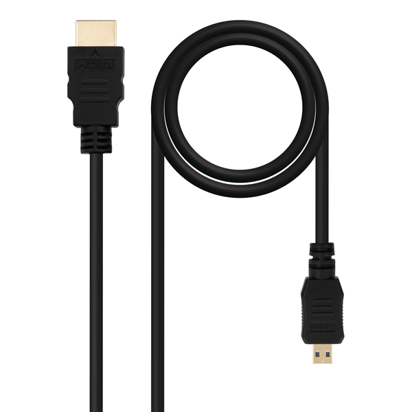 CABLE MICRO HDMI NANO CABLE A/M - D/M V1.4 0,8M ALTA VELOCIDAD/HEC NEGRO