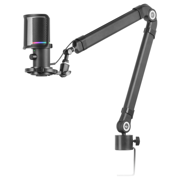 MICROFONO PROFESIONAL MARS GAMING MMICXT BLACK MICROFONO DE ESTUDIO DE ALTA DEFINICION ADC 192kHz DYNAMIC ARGB RING