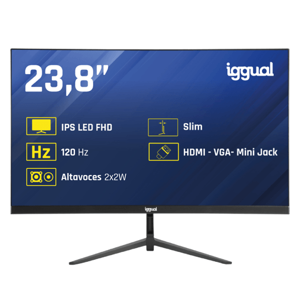 IGGUAL Monitor 24" IPS 1ms FHD 120Hz VGA HDMI +Altavoces 23.8" LED IPS Full HD HDMI VGA Altavoces