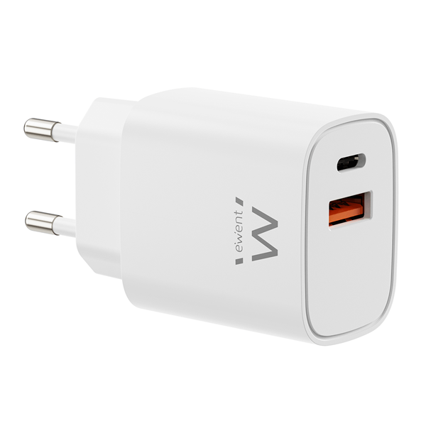 CARGADOR MOVIL EWENT EW1326 GAN RAPIDO 30W USB-C PD USB-A QC COMPACTO