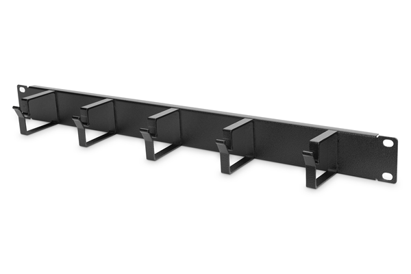 Cable Management Panel with Cable Rings 19" 1U, 5x cable rings 40x60 mm, color black (RAL 9005)