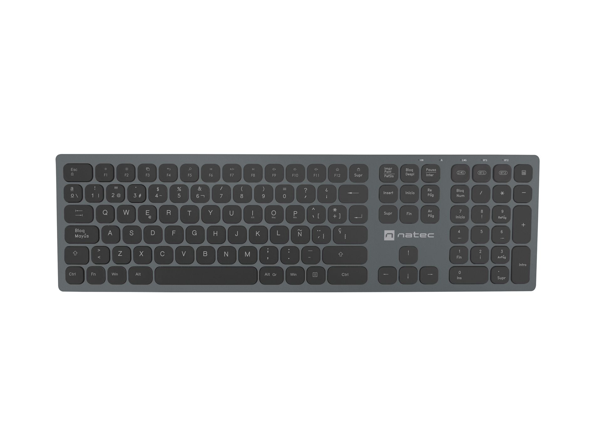 TECLADO NATEC DOLPHIN SLIM WIRELESS BLUETOOTH ALUMINIO