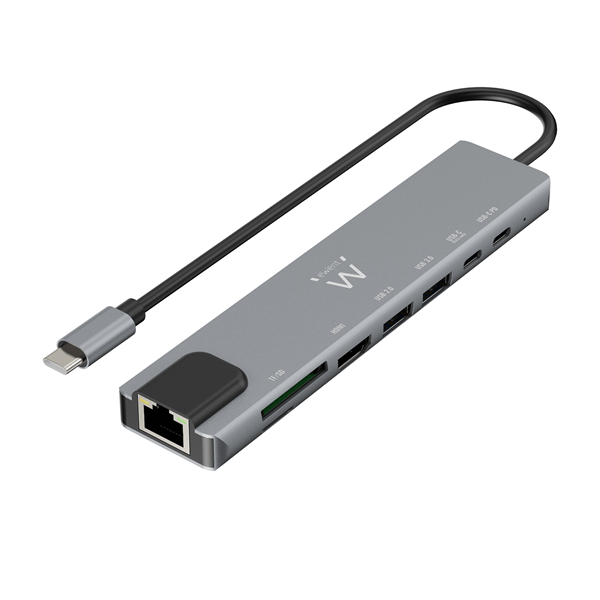 EWENT DOCKING MULTIPUERTO USB-C, 8 en 1, HDMI 4K