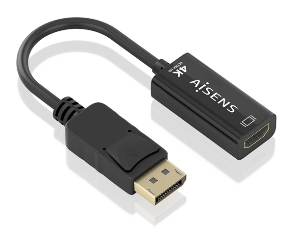 AISENS Conversor DisplayPort a HDMI 4K 60Hz DP M HDMI M Negro 15cm