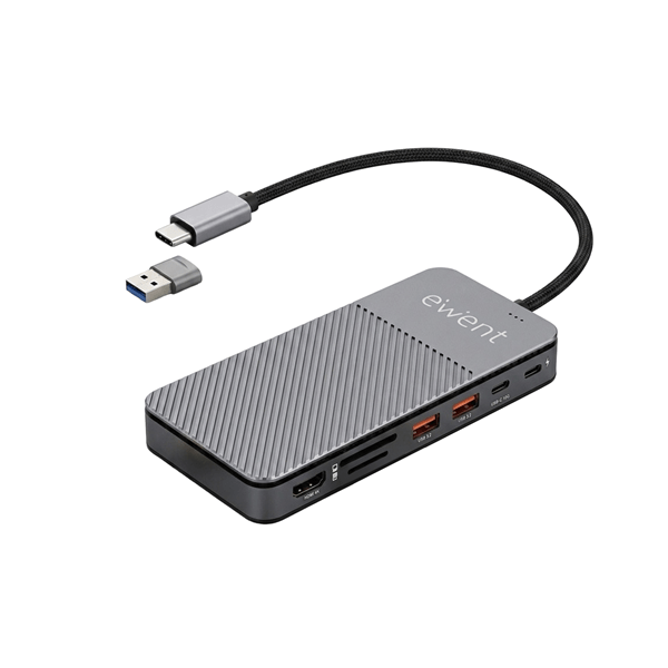 EWENT EW1156 8en1 Estación acopl. USB-C Caja SSD