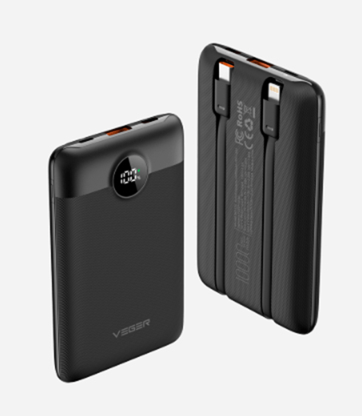 VEGER C11 VG W1170 PowerBank 10000mAh smallest PD20W with cables bulit in