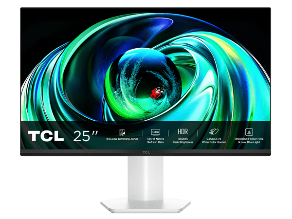 MONITOR GAMING TCL 25G54 25" FHD (1920 X 1080), 5MS, 144HZ, HDMI, VGA, BLANCO