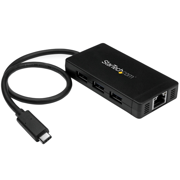 3Port USB C Hub GbE C to A - Power Adapt