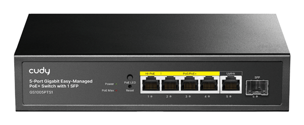 CUDY 5-Port Gigabit PoE+ Switch with 1 SFP Port 120W