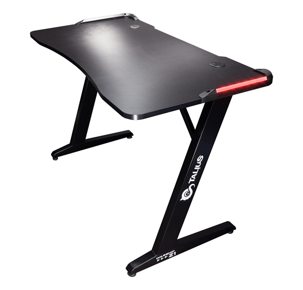 Talius mesa gaming warship z1 rgb fibra de carbono patas acero color negro mate