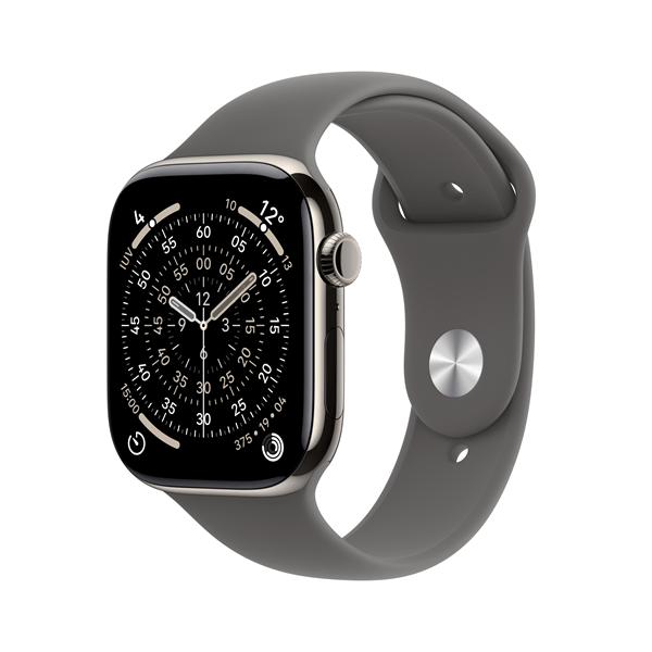 Apple Watch Series 11 GPS + Cellular 46mm Natural Titanium Case with Stone Grey Sport Band - M/L